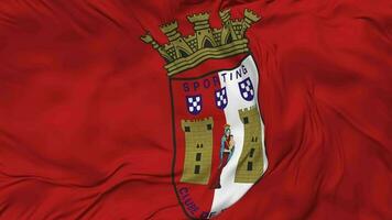 Sporting Clube de Braga, Sporting de Braga, SC Braga Flag Seamless Looping Background, Looped Bump Texture Cloth Waving Slow Motion, 3D Rendering video