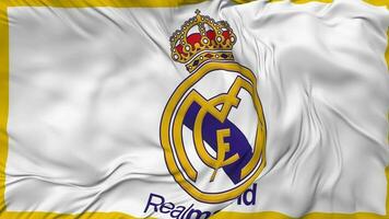 echt Madrid Verein de Fußball, echt Madrid vgl Flagge nahtlos Schleifen Hintergrund, geloopt stoßen Textur Stoff winken schleppend Bewegung, 3d Rendern video