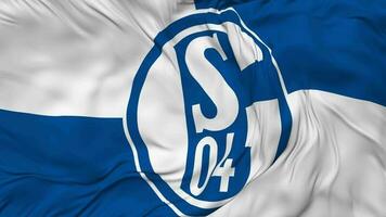 fubballclub gelsenkirchen Schalke 04 mi v, fc Schalke 04 bandera sin costura bucle fondo, serpenteado bache textura paño ondulación lento movimiento, 3d representación video