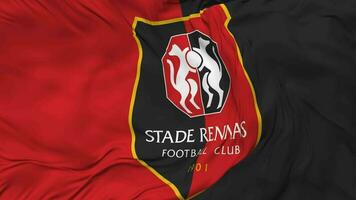 Stade Rennais Football Club Flag Seamless Looping Background, Looped Bump Texture Cloth Waving Slow Motion, 3D Rendering video