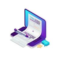 Quality content production, isometric isolated vector