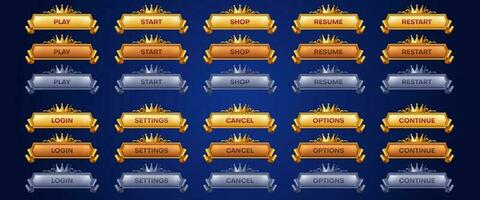Royal game buttons animation set vector