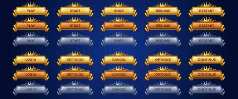 Royal game buttons animation set vector