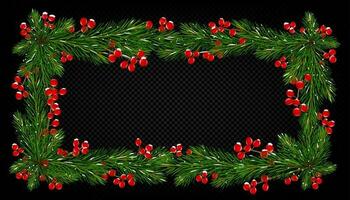 Holiday frame of Christmas tree branches vector