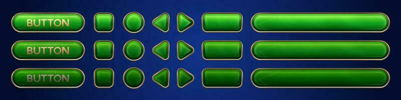 Green ui vector button animation for game interface