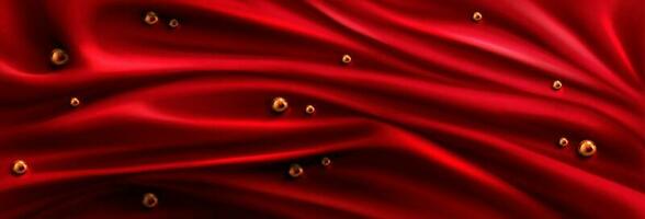 Red silk fabric background, satin cloth texture vector