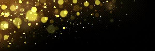 Gold light bokeh effect on dark background vector