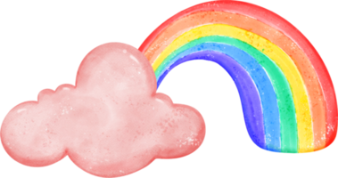 cute pride rainbow on cloud cartoon hand drawn watercolor png