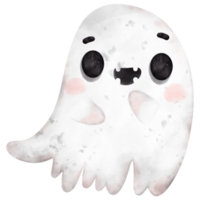 süß und kawaii glücklich Gesicht Halloween Geist Karikatur Charakter Aquarell Hand gezeichnet png