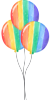 mignonne fierté arc en ciel rond des ballons dessin animé main tiré aquarelle png