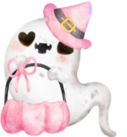 carino rosa fantasma Halloween acquerello mano dipinto kawaii cartone animato png