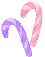 Cute Pink and purple Halloween sweet candy cane cartoon hand painted watercolor illustration png