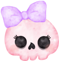 Cute Pink Halloween skull bone girl cartoon character hand painted illustration png