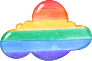 Cute pride rainbow cloud kawaii cartoon hand drawn watercolor png