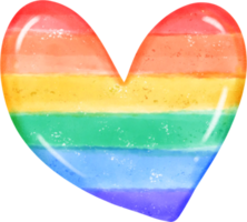 schattig trots regenboog hart vorm kawaii tekenfilm hand- getrokken waterverf png