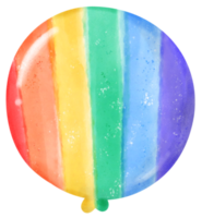 mignonne fierté arc en ciel rond des ballons dessin animé main tiré aquarelle png