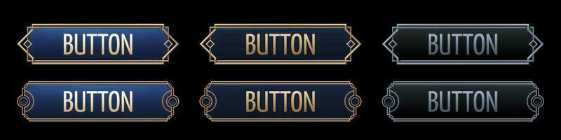 Set of art deco buttons isolated on black vector