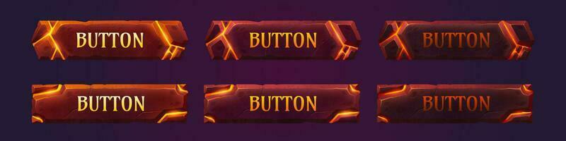 Lava game buttons animation set vector