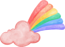 cute pride rainbow on cloud cartoon hand drawn watercolor png