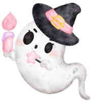 fofa Rosa fantasma dia das Bruxas aguarela mão pintado kawaii desenho animado png