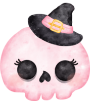 Cute Pink Halloween skull bone girl cartoon character hand painted illustration png