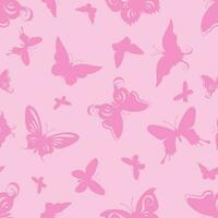 Seamless pattern with pink butterflies on a pink background. vector