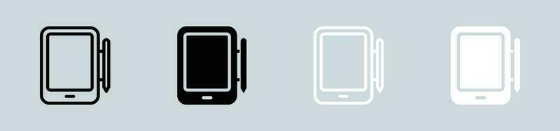 Tablet icon set in black and white. Device signs vector illustration.