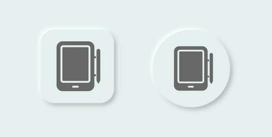 Tablet solid icon in neomorphic design style. Device signs vector illustration.