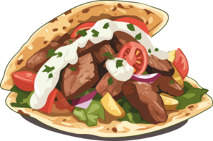 Traditional Greek wrapped sandwich gyros png