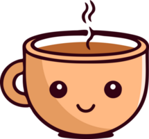 fofa sorridente quente beber copo kawaii ícone logotipo ilustração png