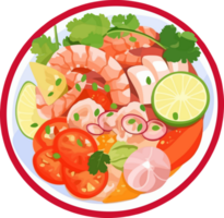 Fresh Peruvian mix sea food ceviche illustration png