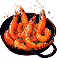 Gambas a la plancha, spanish quintessential tapas dish hand drawn illustration png