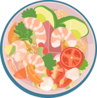 ceviche de camarón con verduras, especias y Lima ilustración png