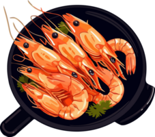 gambas en la plancha, eller grillad räka, klassisk spanska tapa hand dragen illustration png