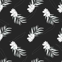 White flowers seamless pattern on a black background vector