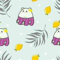 vector seamless pattern with cute kawaii doodle cartoon and lemon for summer