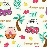 vector seamless pattern with cute kawaii doodle cartoon for summer