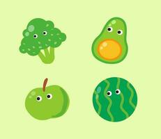 Hand drawn elements vegetables and fruit characters vector