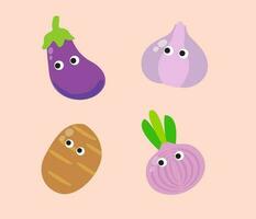 Hand drawn elements vegetables and characters vector