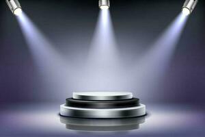 Round podium with spotlight illumination, stage vector