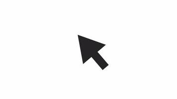 Animated bw arrow cursor. Black white thin line icon 4K video footage for web design. Computer mouse arrow floating isolated monochrome flat element animation, alpha channel transparency