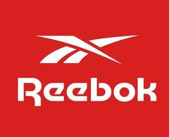 Reebok Logo Brand Clothes With Name White Symbol Design Icon Abstract Vector Illustration With Red Background