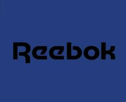 reebok marca logo símbolo nombre negro ropa diseño icono resumen vector ilustración con azul antecedentes