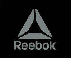 reebok marca logo símbolo con nombre gris ropa diseño icono resumen vector ilustración con negro antecedentes