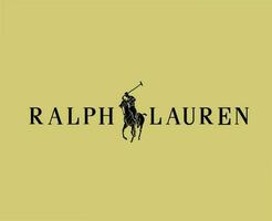 Ralph lauren logo con nombre negro símbolo ropa diseño icono resumen vector ilustración con oro antecedentes