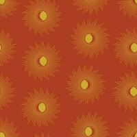 Celestial sun and moon eclipse aesthetic seamless pattern. Moon phases, sun rays. Background for paper wrap, textile, package and print vector design.