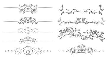 Calligraphic design elements border set. Isolated vector illustration.