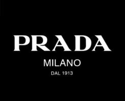 Prada Milano Logo Brand White Symbol Clothes Design Icon Abstract Vector Illustration With Black Background