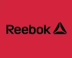 reebok marca logo con nombre negro símbolo ropa diseño icono resumen vector ilustración con rojo antecedentes