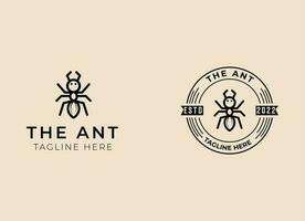 Ant vintage logo vector design template. Minimalist ant logo